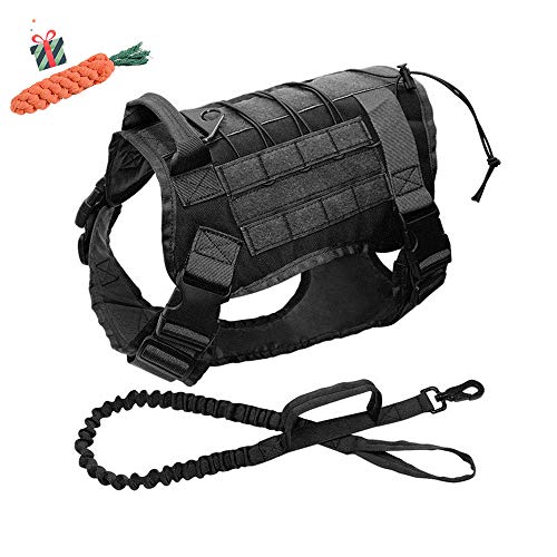 Enhome Service Hundeweste, taktisches Hundegeschirr, 1000D Heavy Duty Molle Weste Harness, Patrol Vest Packs (M,Schwarz) von Enhome