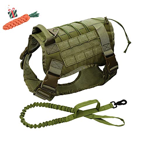 Enhome Service Hundeweste, taktisches Hundegeschirr, 1000D Heavy Duty Molle Weste Harness, Patrol Vest Packs (XL,Grün) von Enhome