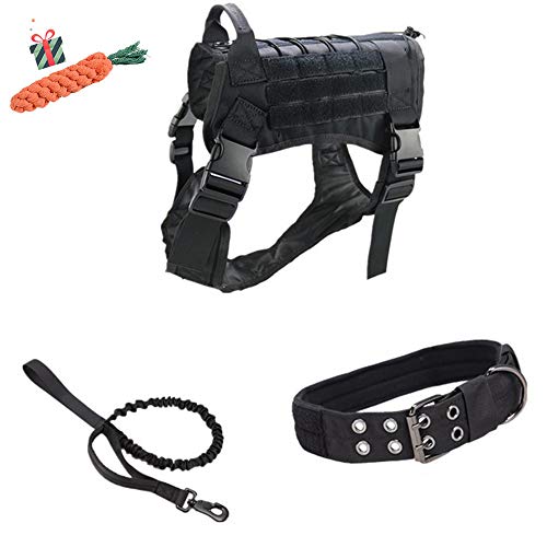 Enhome Service Hundeweste, taktisches Hundegeschirr, 1000D Heavy Duty Molle Weste Harness, Patrol Vest Packs (XL,Schwarz1) von Enhome