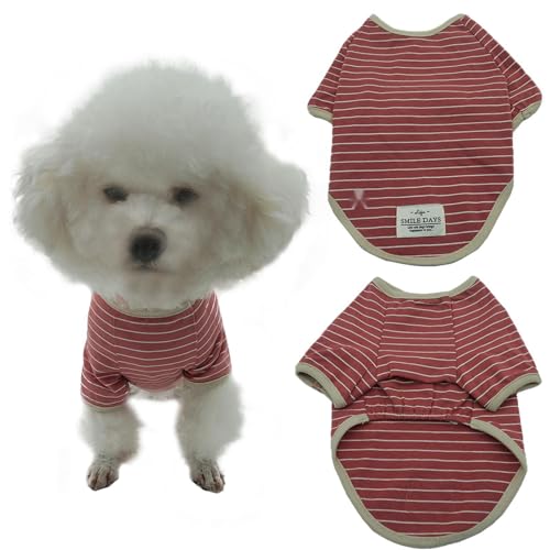 EnigmaGoods Hunde-Shirt, leicht, elastisch, weich, bequem, atmungsaktiv, Baumwolle, sichere Pflege für kleine, mittelgroße Hunde und Katzen, stilvolles Nadelstreifen-Design für Welpen, ideal für den von EnigmaGoods