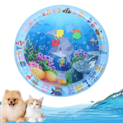 Sensorische Wasser Spielmatte, Sommer Wassersensorische Spielmatte, Katzen-Wasser-Spielmatte Im Sommer, Water Playmat Katzen Hund,Verdickte Wasserspielmatte Katze, Wassermatte für Katzen, Hunde (A) von Enitmor