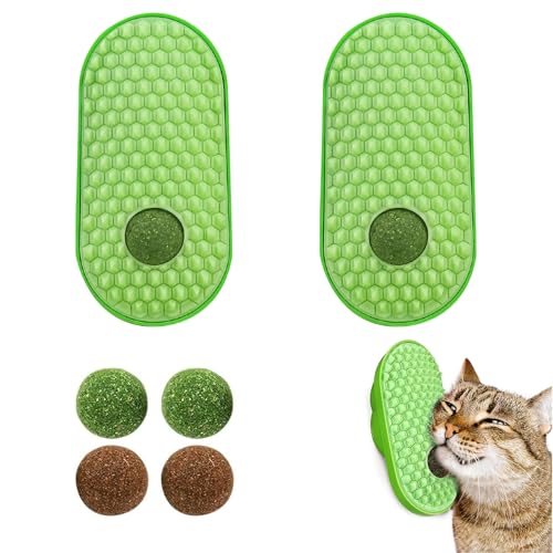 EnixwH 2 Katzenminze Wandball Katzenminze Spielzeug für Katzen Zähne Sauber Essbar Rotierende Katzenminze Ball Gesunde Natürliche Katzenleckerli, Catnip Toys Balls That Stick On Wall (Grün) von EnixwH