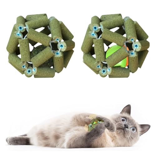 EnixwH 2 Stück Catnip Ball Toys, Katzenminze Spielzeug, Katzenspielzeug Ball, Spielzeug Katze, Natürliche Käfig Bälle Katzenminze Ball Katze Interaktive Spielzeug Katzenminze Balls von EnixwH