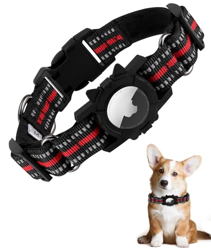 EnjoIt AirTag Hundehalsband, reflektierendes AirTag Hundehalsband für Apple, langlebiges Hundehalsband mit AirTag-Halter, verstellbares AirTag-Zubehör, Haustierhalsband für kleine, mittelgroße und von EnjoIt