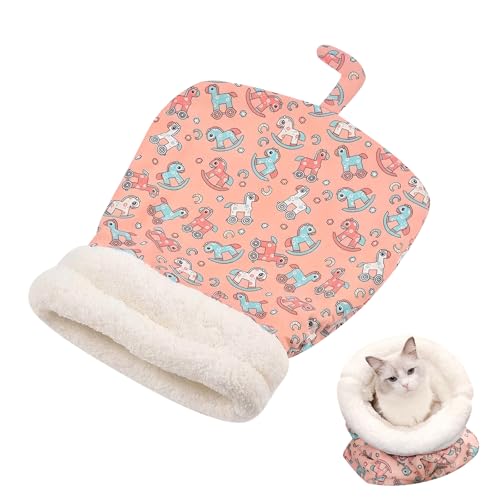 Enjoyaa Katzenhundbett, Katzen Winter Schlafsack Waschbar selbstwärmendes Katzenhundbett zum Schlafen weicher Plüsch-Haustierbett für Hundekatze Pet bis 2,5-7,5 kg (Pink) von Enjoyaa