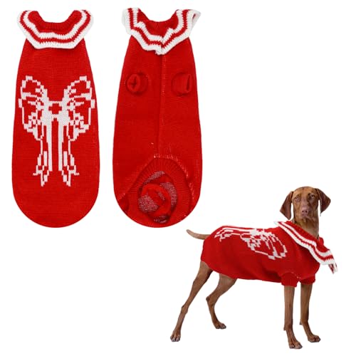 Haustier Pullover Haustiere Strick Winterpullover Warme Hunde Katzen Pullover Hundepullover Strickwaren Häkelmantel Kleidung für Mittelgroße Große Hunde Katzen Herbst Winter Drinnen Draußen (Rot) von Enjoyaa