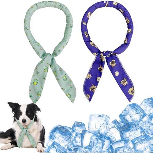 Kühlendes Halstuch für Hunde, 2 Stück Hunde EIS Bandana Haustier Sommer Kühlendes Halsband Schal für kleine Mittelgroße Hunde und Katzen für sofortige Kühlung im Sommer von Enjoyaa