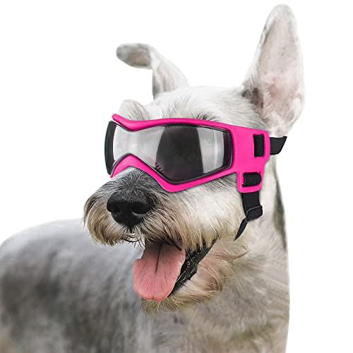 ENJOYING Hundebrille für kleine Rassen, UV-Schutz, für kleine und mittelgroße Hunde, Anti-Beschlag, winddicht, schneefest, Augenschutz, weicher Rahmen, Rosa von Enjoying