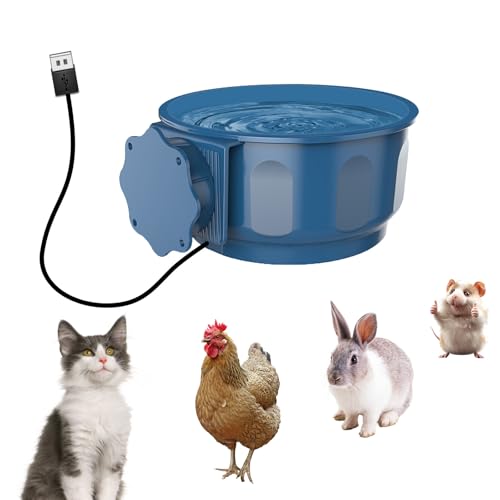 Enjoying Hängender beheizter Wassernapf für kleine Haustiere, 600ml für Hauskatzen, Welpen, Kaninchen, Küken, isolierter Wassernapf Futternapf, USB-Stromkabel, einfach zu montieren und zu verwenden von Enjoying