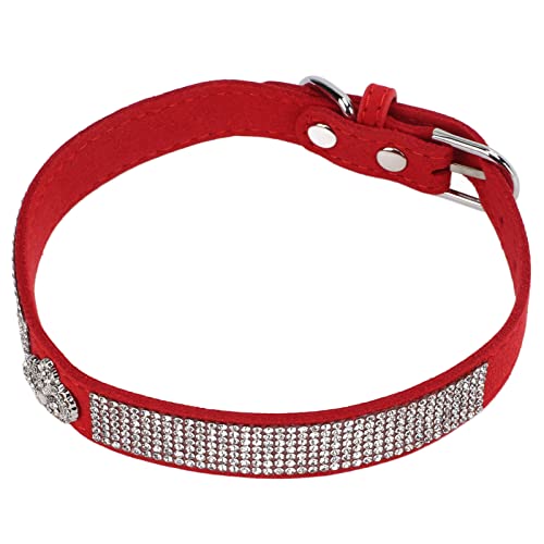 Crown Hundehalsband, Funkelndes Hundehalsband Elastisches Wildleder Mikrofaser Weich mit Metallschnalle für Hunde für Katzen(Kronenteil: rot, L) von Entatial