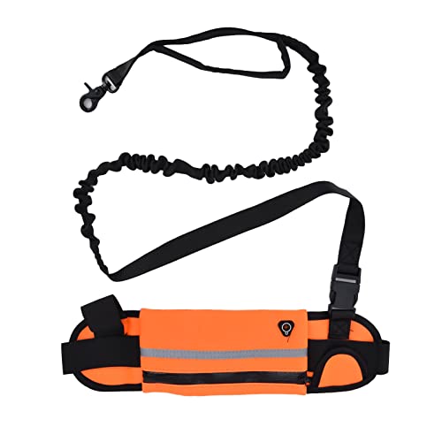 Freihändige Hundeleine, Hundeleine, Taille, reflektierendes Banddesign, freihändiges Tauchen, Nylonimitat, abnehmbare Wandertasche mit Reißverschluss für Ihn Orange von Entatial