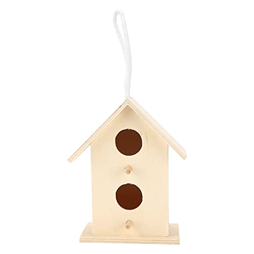 Hängendes Vogelhaus aus Holz, feine Verarbeitung, praktisch und schön. Natürliches und umweltfreundliches Vogelhaus aus Holz für Haus oder Garten für kleine(Doppelschicht mit Zwei Löchern Nr. 2) von Entatial