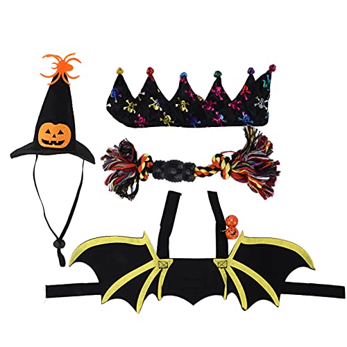 Halloween-Katzenkostüm, Hut und Kragen Halloween-Haustier-Kostüm-Set mit Klettverschluss-Design für Cosplay-Party-Dekoration(L) von Entatial