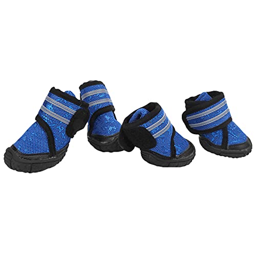 Haustierschuhe, weiche und Bequeme Hundeschuhe, einfach zu tragen 4PCS Pet für kleine mittelgroße Hunde(Blau, 90 Meter) von Entatial