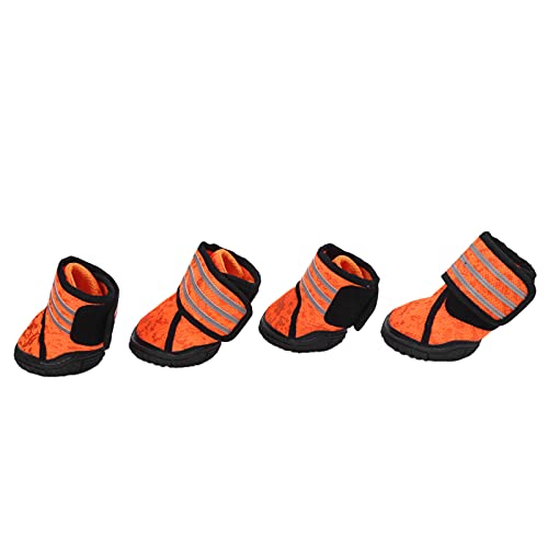 Haustierschuhe, weiche und Bequeme Hundeschuhe, einfach zu tragen 4PCS Pet für kleine mittelgroße Hunde(Orange, 60 Meter) von Entatial