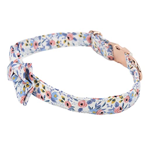 Katzenhalsband mit Fliege, verstellbares Hundehalsband aus flexibler Baumwolle für Hunde für Katzen(Bowknot (gebrochene Blume blau), S) von Entatial