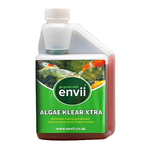 Envii Algae Klear Xtra – Teich Algen Vernichter und Entferner, sicher für alle Fische und funktioniert bei Allen Temperaturen 500ml reichen für 10.000 Liter von Envii