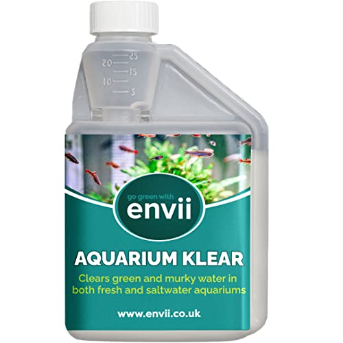 Envii Aquarium Klear - Flüssiges Bakterien Aquarium Wasserklärer, Gegen Trübes, Grünes Wasser für Kristallklares Wasser im Allen Aquarien, 100% Biologisch, 500 ml Flasche Behandelt 4000 Liter von Envii