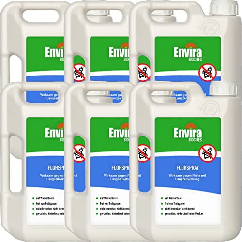 Envira Floh Abwehrspray 6 x 2 Liter - Spray mit Langzeitwirkung gegen Flöhe, Katzenfloh, Hundefloh - Mittel gegen Flöhe für Wohnung & Möbel - Effektives Flohmittel & Flohschutz von Envira