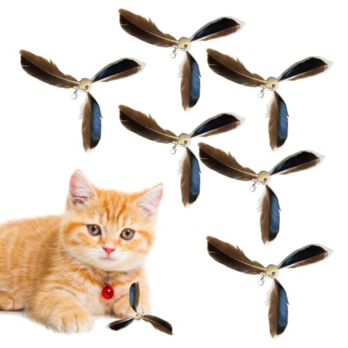 Eoixuqba 12 Stück Katzenspielzeug Feder Nachfüllung – 16 cm Feder Teaser Katzenspielzeug Nachfüllung, Kätzchen Plume Propeller Ersatz, Rotierende Kätzchen Plume Ersatz, Für Home Pet Store von Eoixuqba