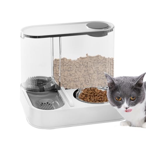 Eoixuqba 2-in-1-Automatik-Katzenfutterautomat, Haustier-Automatikfutterautomat für Katzen | Automatischer Wasserbehälter zur Aufbewahrung von Trockenfutter - Pet Supplies Pet Feeding Watering Fountain von Eoixuqba