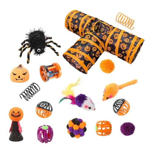 Eoixuqba 3-Wege-Katzentunnel-Set, interaktives Katzenspielzeug-Set,Halloween 3-Wege-Kanaltunnel | Katzenschlafspielzeugkanal mit Glockenball für Kätzchen, Katzen, Haustiere, Kaninchen von Eoixuqba