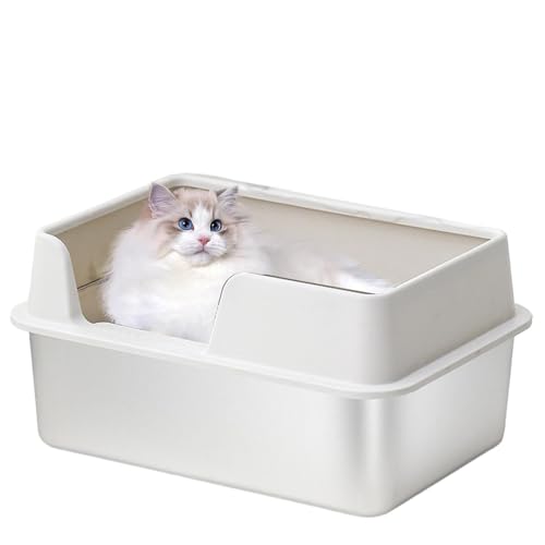 Eoixuqba 52x37x20cm Offene Katzentoilette Groß Katzentoilette, Large Cat Tray Stainless Steel, Katzentoilette Mit Hohem Rand Für Meerschweinchen, Kätzchen, Kaninchen Und Frettchen von Eoixuqba