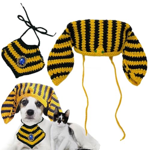 Eoixuqba Hund Halloween Kostüm, Hund Pharaoh Kostüm - Pet Accessoire Kostüm - Party -Outfits, verstellbare Hut -Bandana -Foto -Requisiten für kleine mittlere Rassen Katzenhunde von Eoixuqba