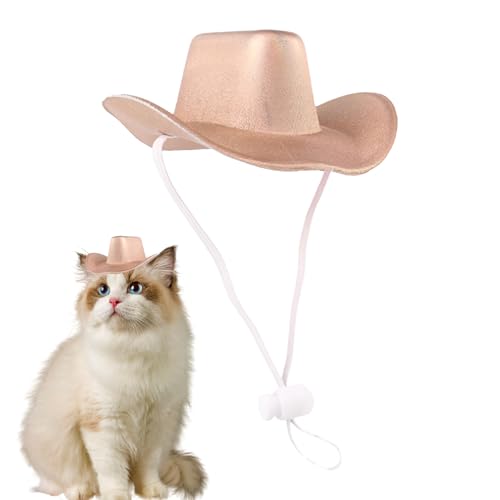 Eoixuqba Hunde-Cowboy-Hut, Katzen-Cowboy-Hut | Haustiermütze Halloween Kätzchenmütze | Glänzende Cowboyhüte, kleines Cowboyhut-Hundekostüm, Katzenhut-Cosplay-Requisite, Western-Cowboy-Kostümzubehör von Eoixuqba