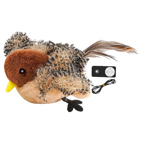 Eoixuqba Interaktiver Katzenspielzeug Vogel - 20CM Katzenspielzeug Vogel Flattern USB,Zwitscherndes Vogel Katzenspielzeug Mit Fernbedienung,Zwitscherndes Und Flatterndes Flatterndes Vogelspielzeug, von Eoixuqba