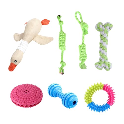 Eoixuqba Interaktives Kauspielzeug für Hunde, Zahnspielzeug für Hunde für den Innenbereich - 7-teiliges interaktives Spielzeug zum Zahnen von Hunden - Hundespielzeug aus Seil zum Zähneknirschen für von Eoixuqba