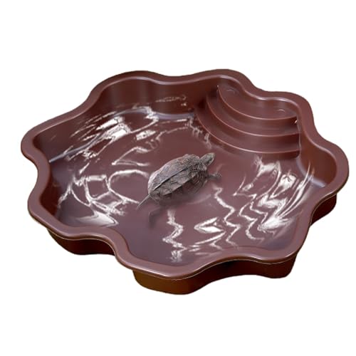 Eoixuqba Reptile Water Bowl, Wassernapf Reptilien, 30x30x5,5cm Reptile Feeder, Reptilien-Futternapf Für Poolschildkröten Mit Großem Fassungsvermögen, Lizard Resin Water Bowl, Reptile Terrarium Decorat von Eoixuqba