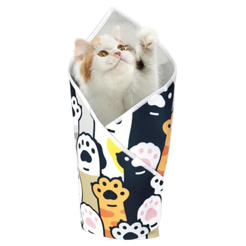 Eoixuqba Wickeltuch für Katzen zum Nageltrimmen, selbstklebender, verstellbarer Stoff zum Umwickeln der Katze, kratzfeste Tasche für die Fellpflege, Burrito-Wrap, Katzen-Kontrollmatte für sichere und von Eoixuqba