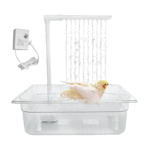 EoixuqbaVogel Automatische Badewanne, 32,5x26,4x30cm Automatischer Papageienbadbrunnen, Multifunktionaler Duschbrunnen, Mit Mehreren Wasserhähnen, Für Kleine Mittelgroße Sittiche, Reinigungsmittel von Eoixuqba