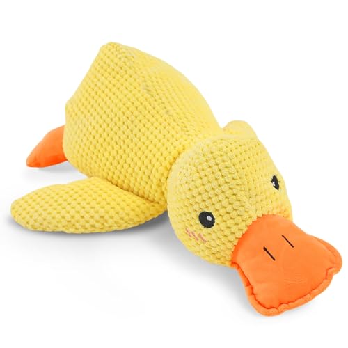 Anti Stress Ente Hund - New Pfotenstern Anti Stress Ente, PlüSch-Hundespielzeug Beruhigende Ente für Kleine Hunde (Yellow,L) von Eowduk