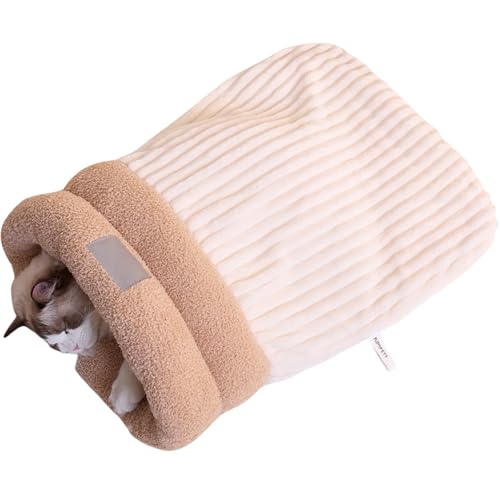 Eowduk Katzenschlafsack - Cat Sleeping Bag, Comfortable Katzen Schlafsack, Soft Schlafsack für Katzen, Cat Winter Sleeping Bag (White,L) von Eowduk