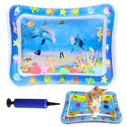 Eowduk Wassermatte Katze - Sensorische Wassermatte Katze, Interaktives Wasserspielmatte Katze, Sommer Wassermatte für Katzen, Hunde (Dolphin) von Eowduk