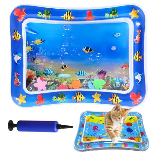 Eowduk Wassermatte Katze - Sensorische Wassermatte Katze, Interaktives Wasserspielmatte Katze, Sommer Wassermatte für Katzen, Hunde (Fish) von Eowduk