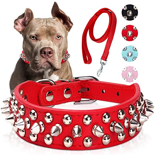 Hundehalsband aus Leder mit Nieten, Epesiri Nieten aus PU-Leder für Pit Bull, strapazierfähiges Leder-Katzenhalsband mit Nieten für kleine, bestes Geschenk für Haustiere, Nietenhalsband von Epesiri