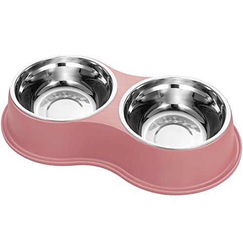 Hundenäpfe Doppel Hund Wasser und Futternäpfe Edelstahl Schalen mit Rutschfester Harzstation, Pet Feeder Schalen für Welpen Mittlere Hunde Katzen von EpetsLove