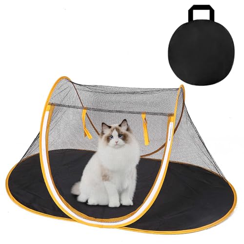 Katzenzelt Outdoor Tragbare Outdoor Katzengehege Geeignet für Bartagamen, Hunde und Kleintiere, Faltbares Haustierzelt mit Tragetasche (Orange) von Epinovo