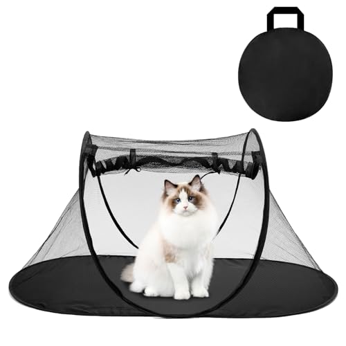 Katzenzelt Outdoor Tragbare Outdoor Katzengehege Geeignet für Bartagamen, Hunde und Kleintiere, Faltbares Haustierzelt mit Tragetasche (Schwarz) von Epinovo