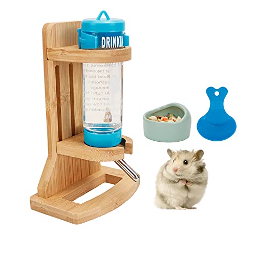 Hamster-Wasserflasche mit Ständer, verstellbar, für Kleintiere, Meerschweinchen, Wasserflasche mit Hamsterschalen und Kunststofflöffel für Meerschweinchen, Ratten, Rennmäuse, Chinchilla (125 ml) von Episkey