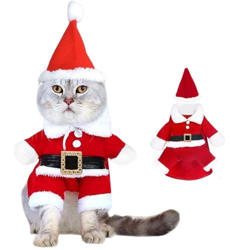 Weihnachten Haustier Kleidung, Weihnachtsmann Kostüm Für Hunde Katzen, katzenkostüm Weihnachten, Outfit Weihnachten für Kätzchen und kleine Hunde, hundekostüm Weihnachten für Party（Größe L） von Epokus