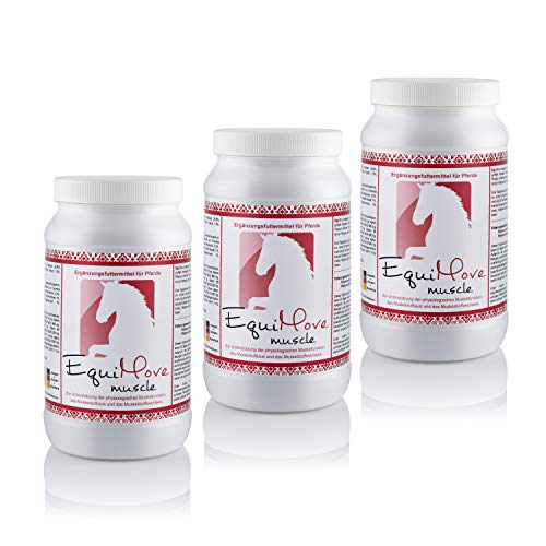 EquiMove 3 Dosen Muscle (3 x 1,5 kg). Gamma-Oryanol und Algen ohne Aromastoffe. Effektiver Muskelaufbau für Dein Pferd. von EquiMove