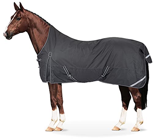 Equinate Regendecke Oakland Highneck Weidedecke mit Fleece 135cm Grau von Equinate