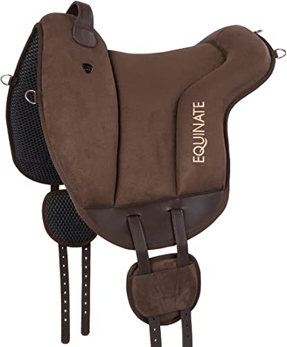 Equinate Reitpad Hamilton aus synthetischem Wildleder Pferd Braun - Bareback Pad mit pflegeleichter Neopren Unterseite - Reitkissen Baumloser Sattel von Equinate