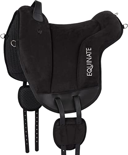 Equinate Reitpad Hamilton aus synthetischem Wildleder Pferd Schwarz - Bareback Pad mit pflegeleichter Neopren Unterseite - Reitkissen Baumloser Sattel von Equinate