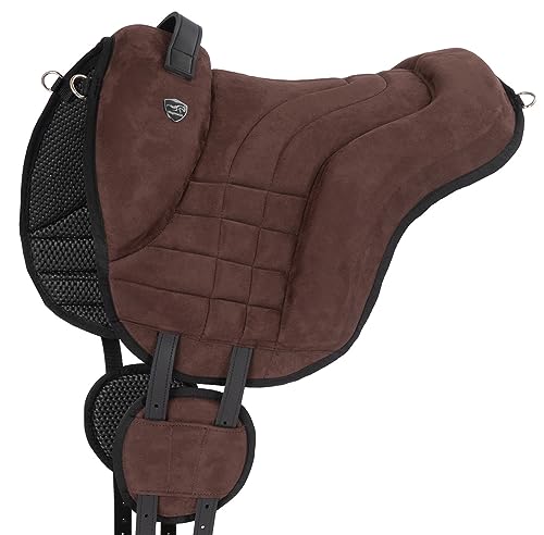 Equinate Reitpad Harper aus synthetischem Wildleder Pferd Braun - Bareback Pad mit pflegeleichter Neopren Unterseite - Reitkissen Baumloser Sattel von Equinate