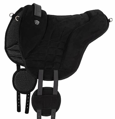 Equinate Reitpad Harper aus synthetischem Wildleder Pony Schwarz - Bareback Pad mit pflegeleichter Neopren Unterseite - Reitkissen Baumloser Sattel von Equinate